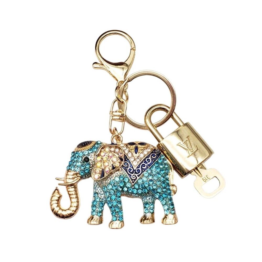 LV Gold Padlock 🔑 Authentic Louis Vuitton Charm + Unbranded Elephant Keychain